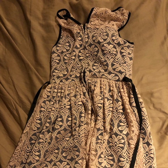 Navy dress with pink lace on top - Picture 2 of 4